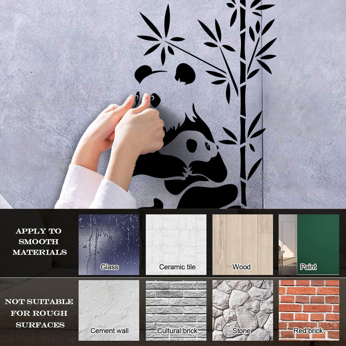 Lettering Stickers Asian Chinese Panda Bears Family Animals Do Not Damage The Wall Surface