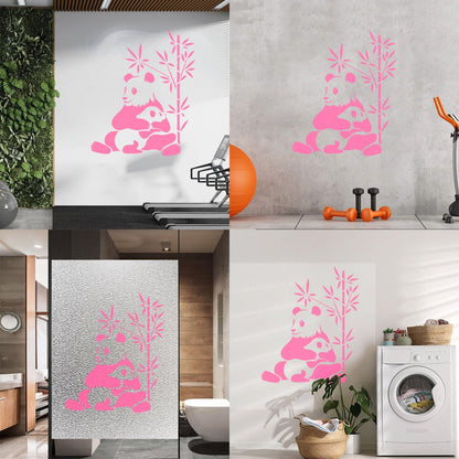 Lettering Stickers Asian Chinese Panda Bears Family Animals Do Not Damage The Wall Surface
