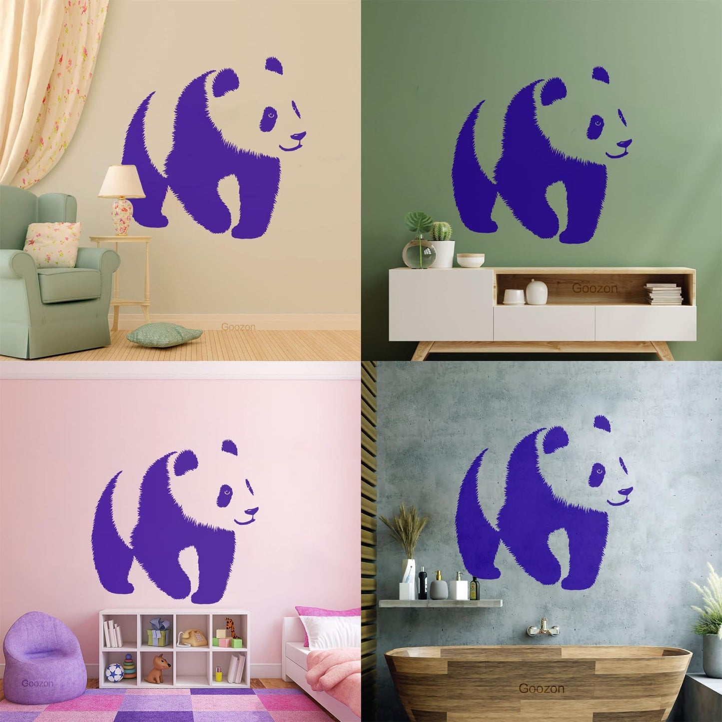 Baby Panda Asian Bear Animal Zoo Fine Carving Stickers Can Modify And Add Information