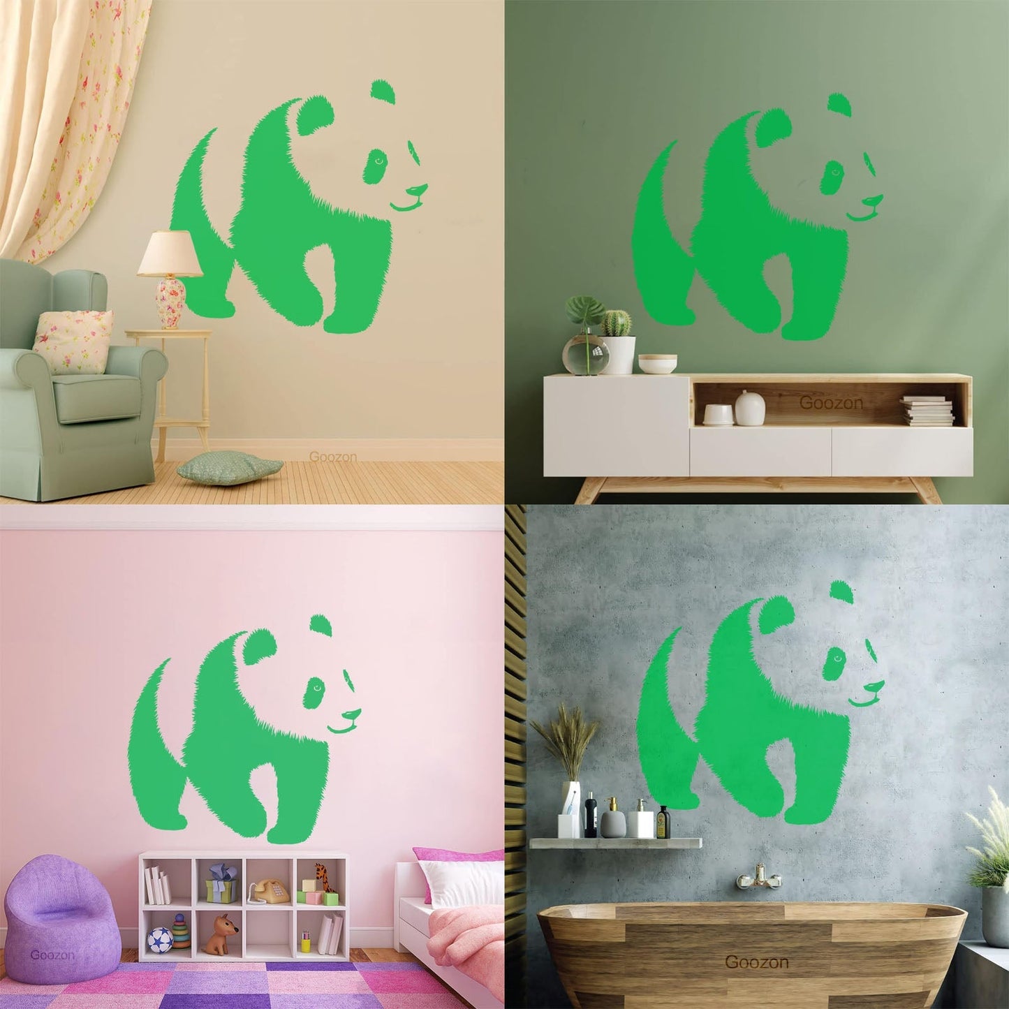 Baby Panda Asian Bear Animal Zoo Fine Carving Stickers Can Modify And Add Information