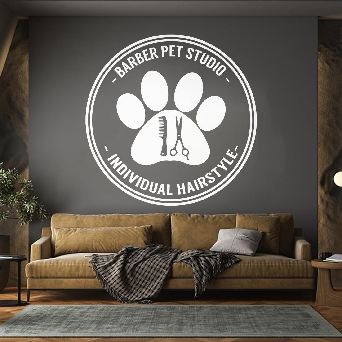 Engraving Stickers Barber Pet Studio Individual Hairstyle Home Animals Window Decals