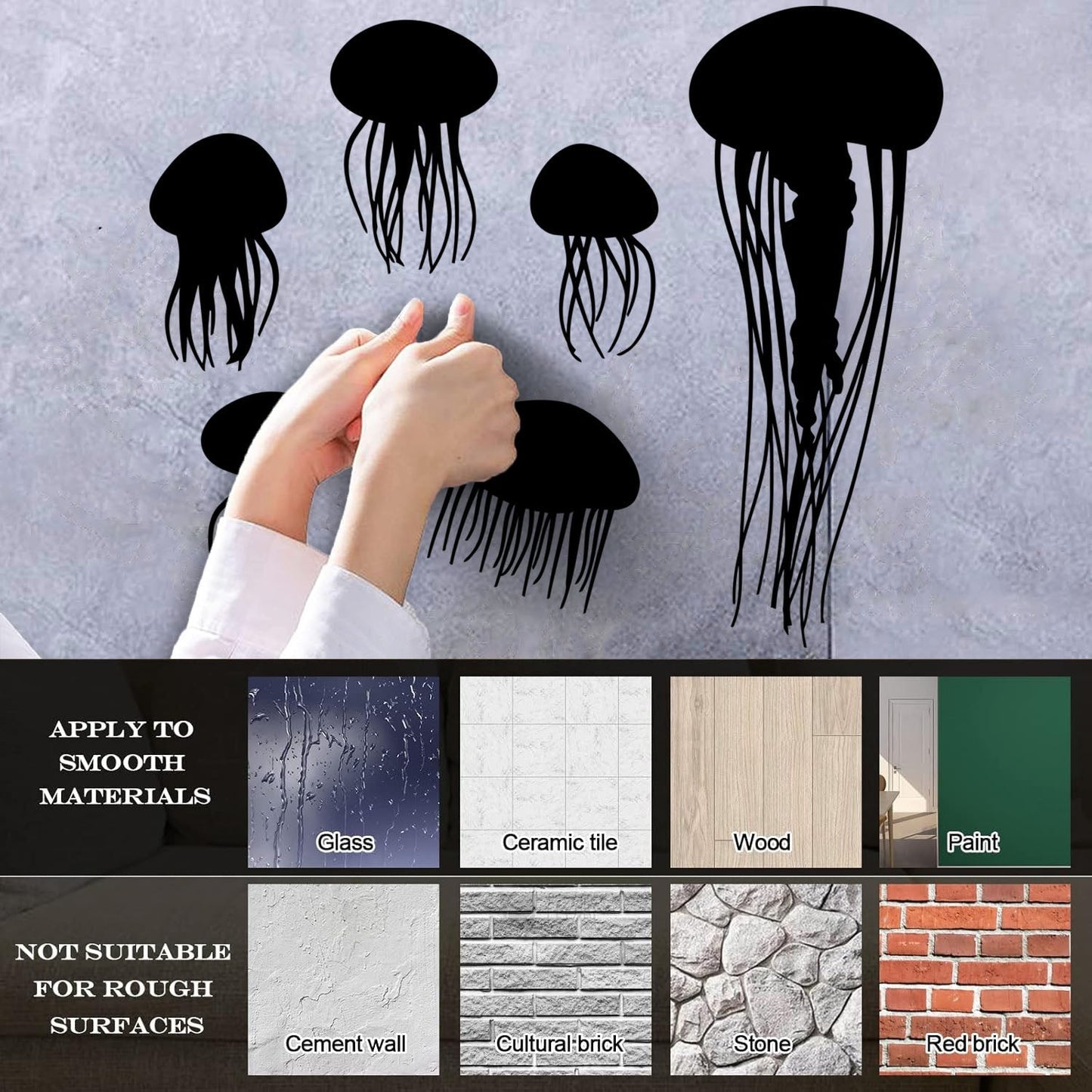 Bathroom Jellyfish Nautical Animals Beach Style Wall Decals Do Not Damage The Wall Surface