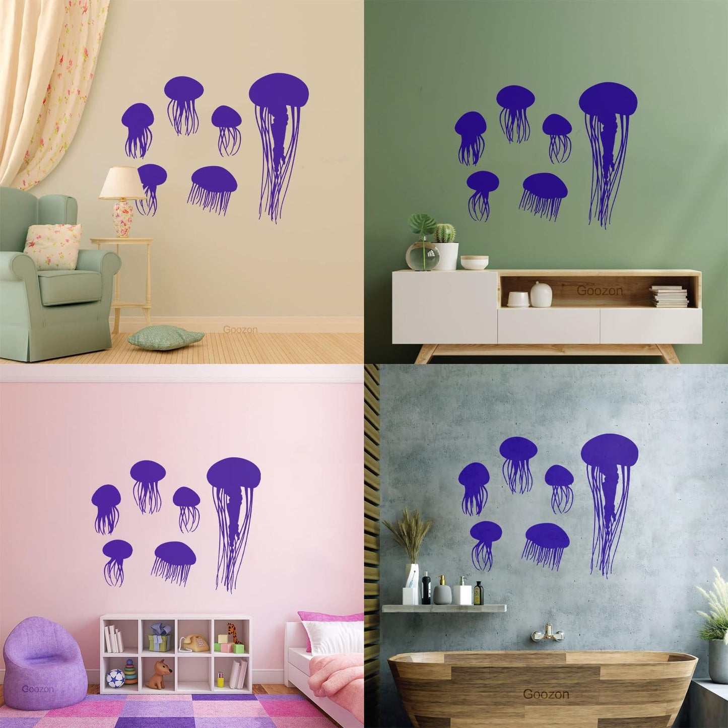 Bathroom Jellyfish Nautical Animals Beach Style Wall Decals Do Not Damage The Wall Surface