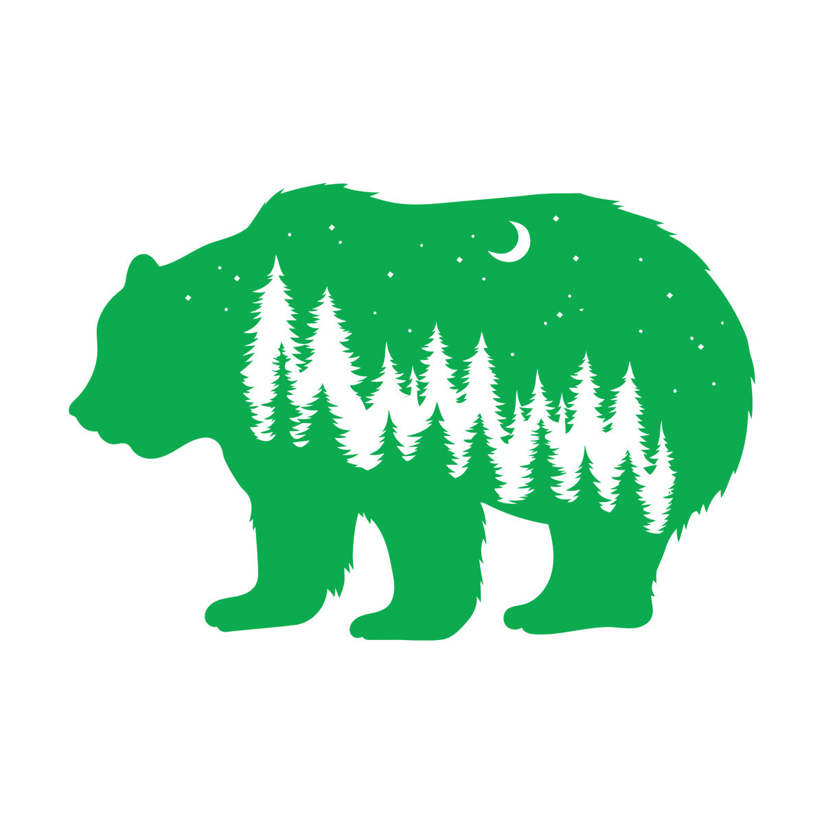 Fine Carving Stickers Bear Animal Moon Night Stars Waterproof