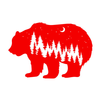 Fine Carving Stickers Bear Animal Moon Night Stars Waterproof