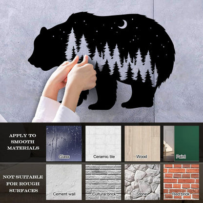Fine Carving Stickers Bear Animal Moon Night Stars Waterproof