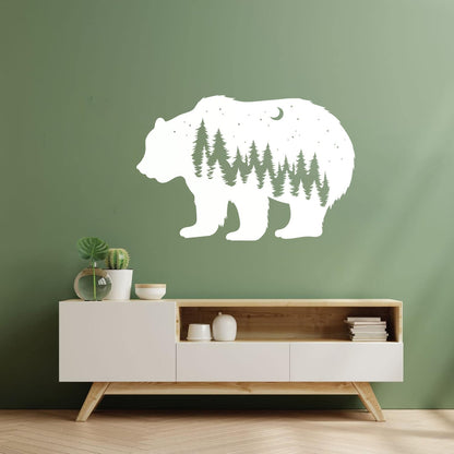 Fine Carving Stickers Bear Animal Moon Night Stars Waterproof