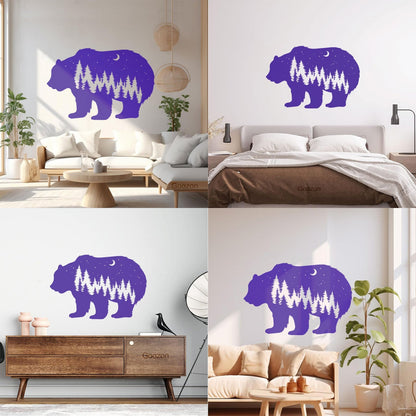 Fine Carving Stickers Bear Animal Moon Night Stars Waterproof