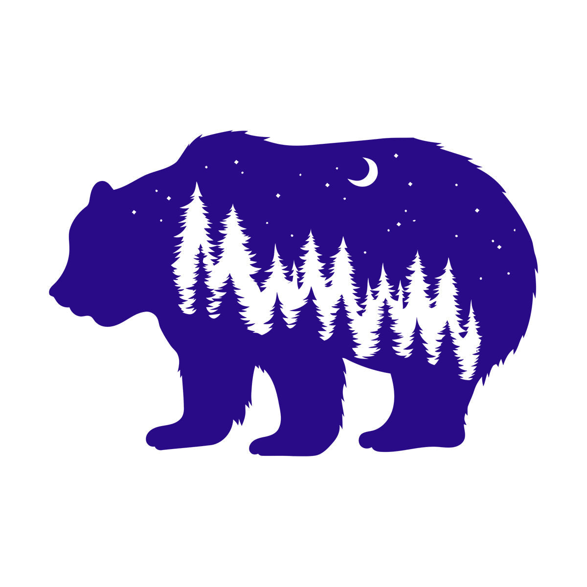 Fine Carving Stickers Bear Animal Moon Night Stars Waterproof