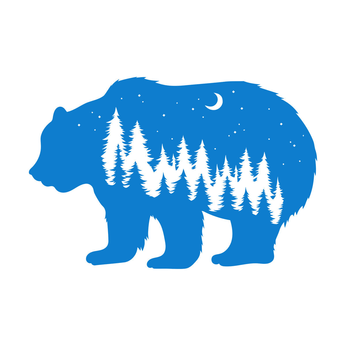 Fine Carving Stickers Bear Animal Moon Night Stars Waterproof