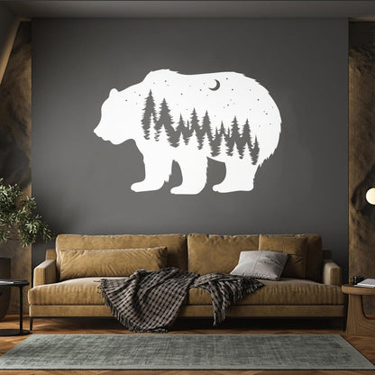 Fine Carving Stickers Bear Animal Moon Night Stars Waterproof