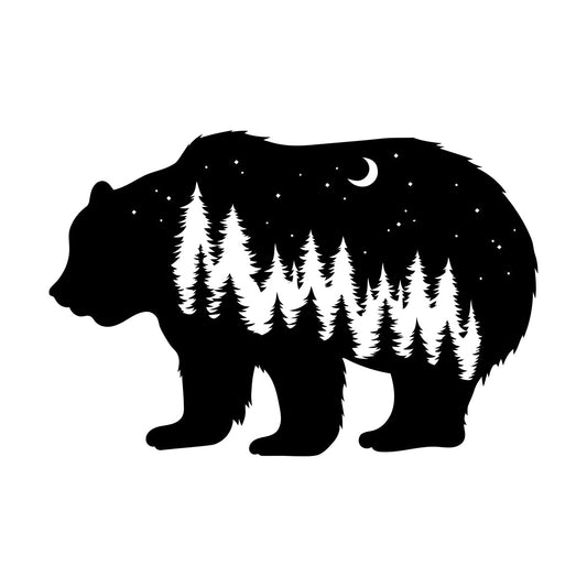 Fine Carving Stickers Bear Animal Moon Night Stars Waterproof