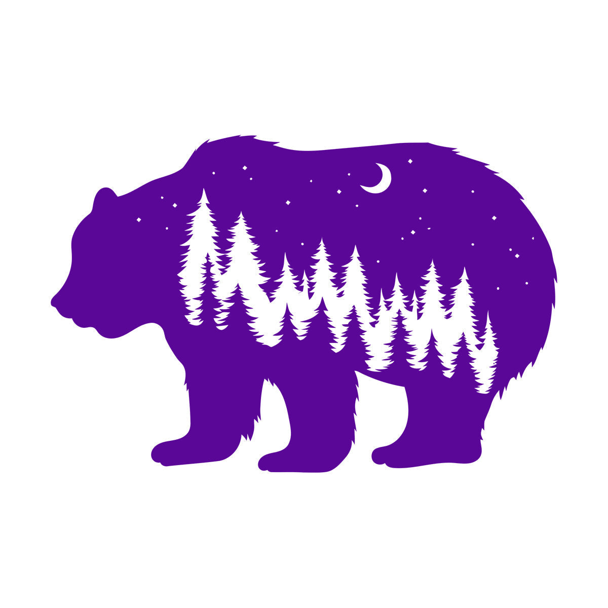 Fine Carving Stickers Bear Animal Moon Night Stars Waterproof