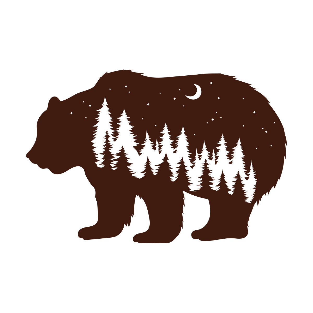 Fine Carving Stickers Bear Animal Moon Night Stars Waterproof