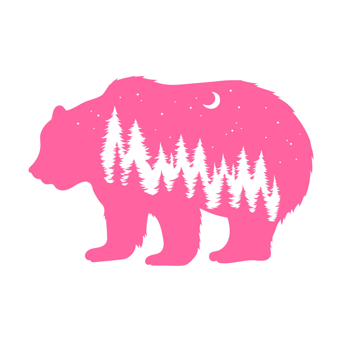 Fine Carving Stickers Bear Animal Moon Night Stars Waterproof