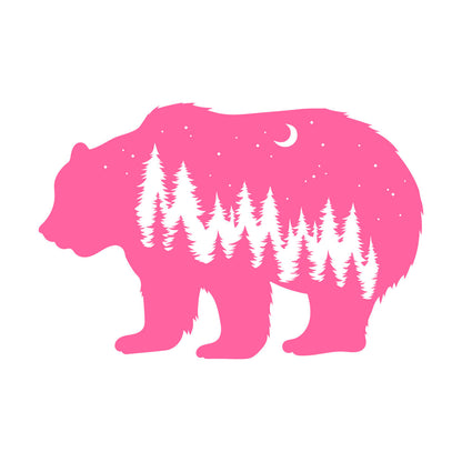 Fine Carving Stickers Bear Animal Moon Night Stars Waterproof