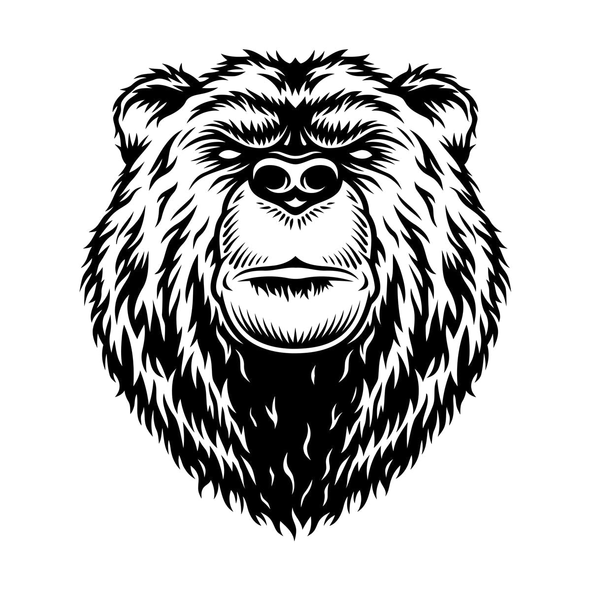 Engraving Stickers Bear Head Aggressive Wild Animal Predator Art Decoration