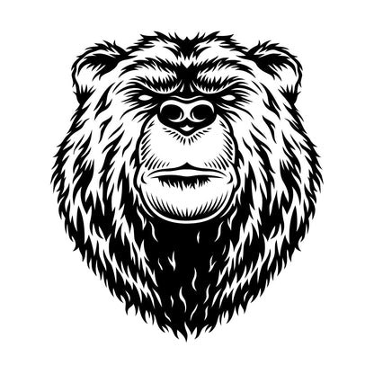 Engraving Stickers Bear Head Aggressive Wild Animal Predator Art Decoration