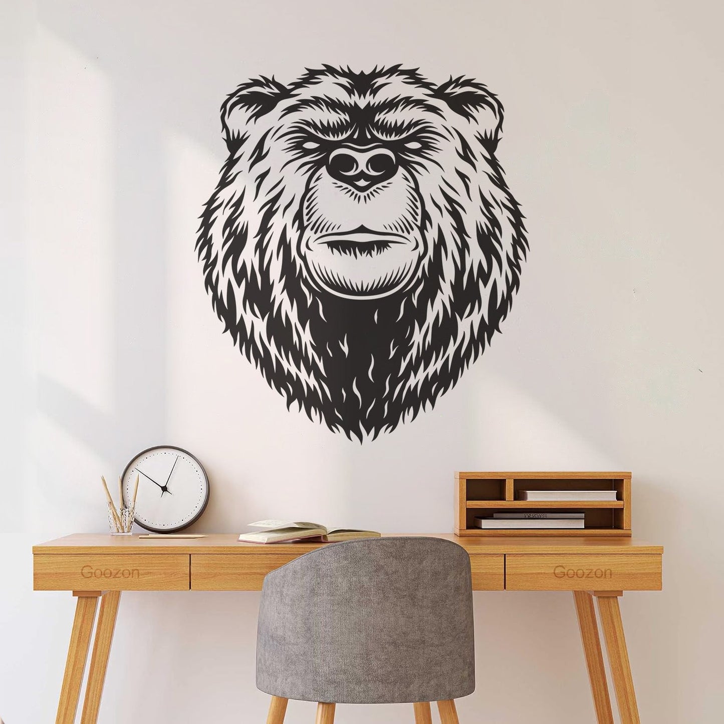 Engraving Stickers Bear Head Aggressive Wild Animal Predator Art Decoration