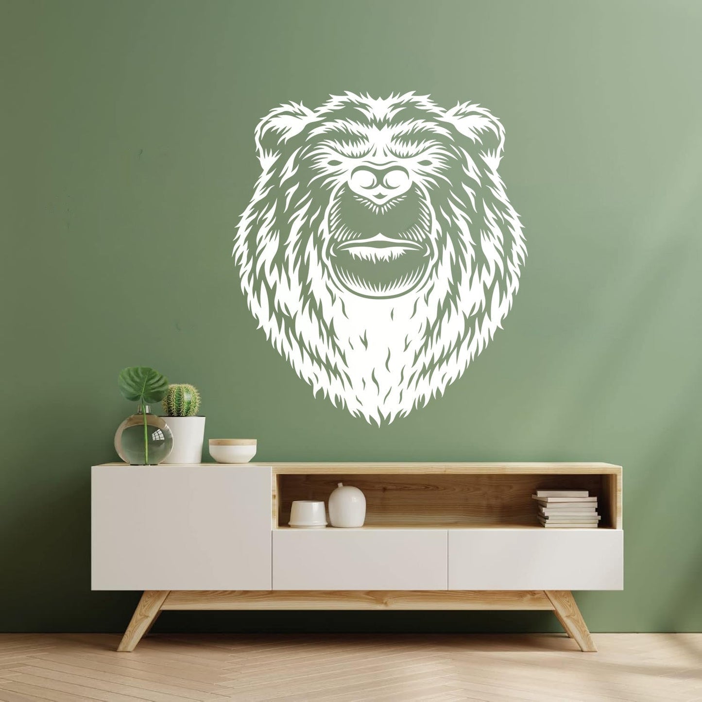 Engraving Stickers Bear Head Aggressive Wild Animal Predator Art Decoration