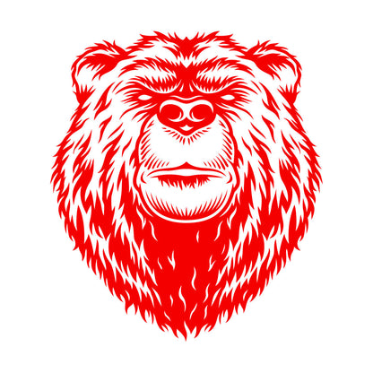 Engraving Stickers Bear Head Aggressive Wild Animal Predator Art Decoration