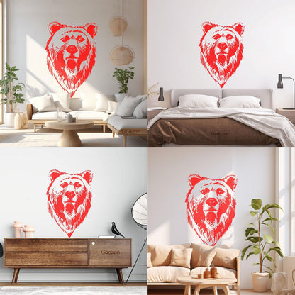 Lettering Decals Bear Head Grizzly Tribal Predator Animal Wall Beautification