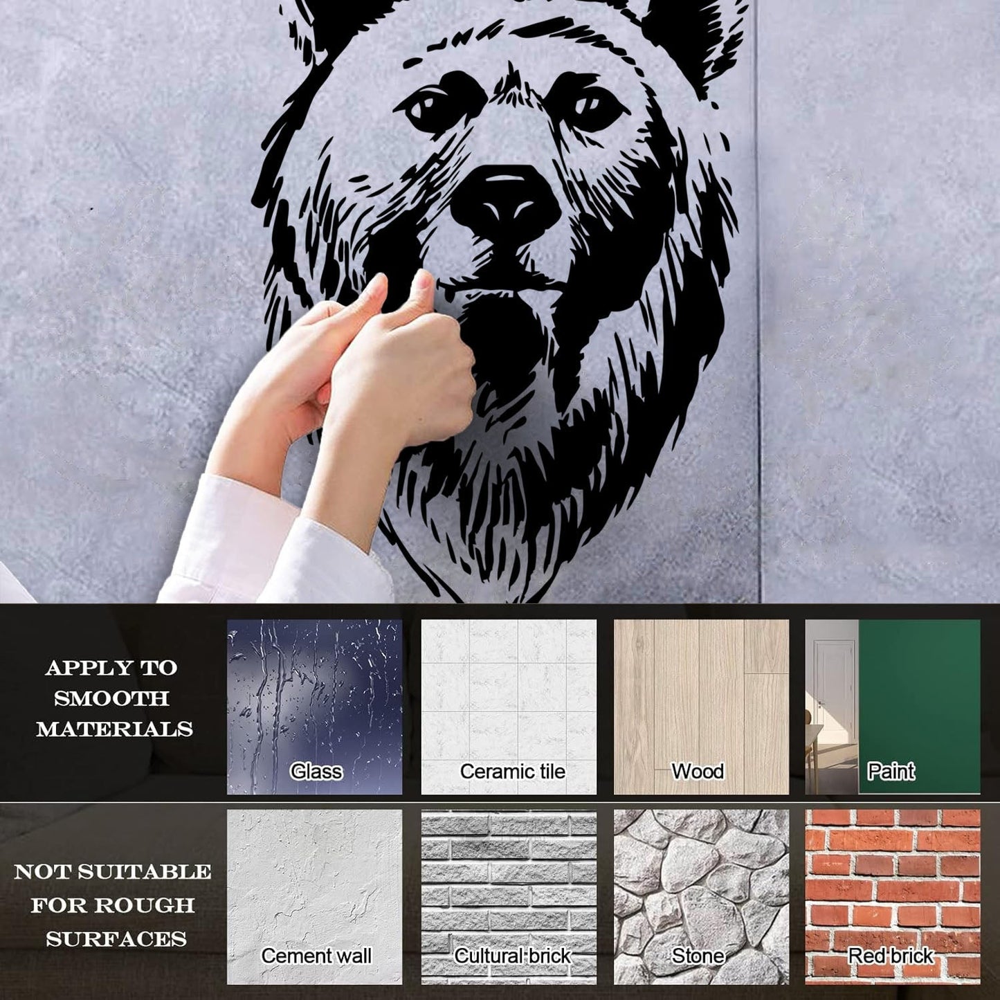 Lettering Decals Bear Head Grizzly Tribal Predator Animal Wall Beautification