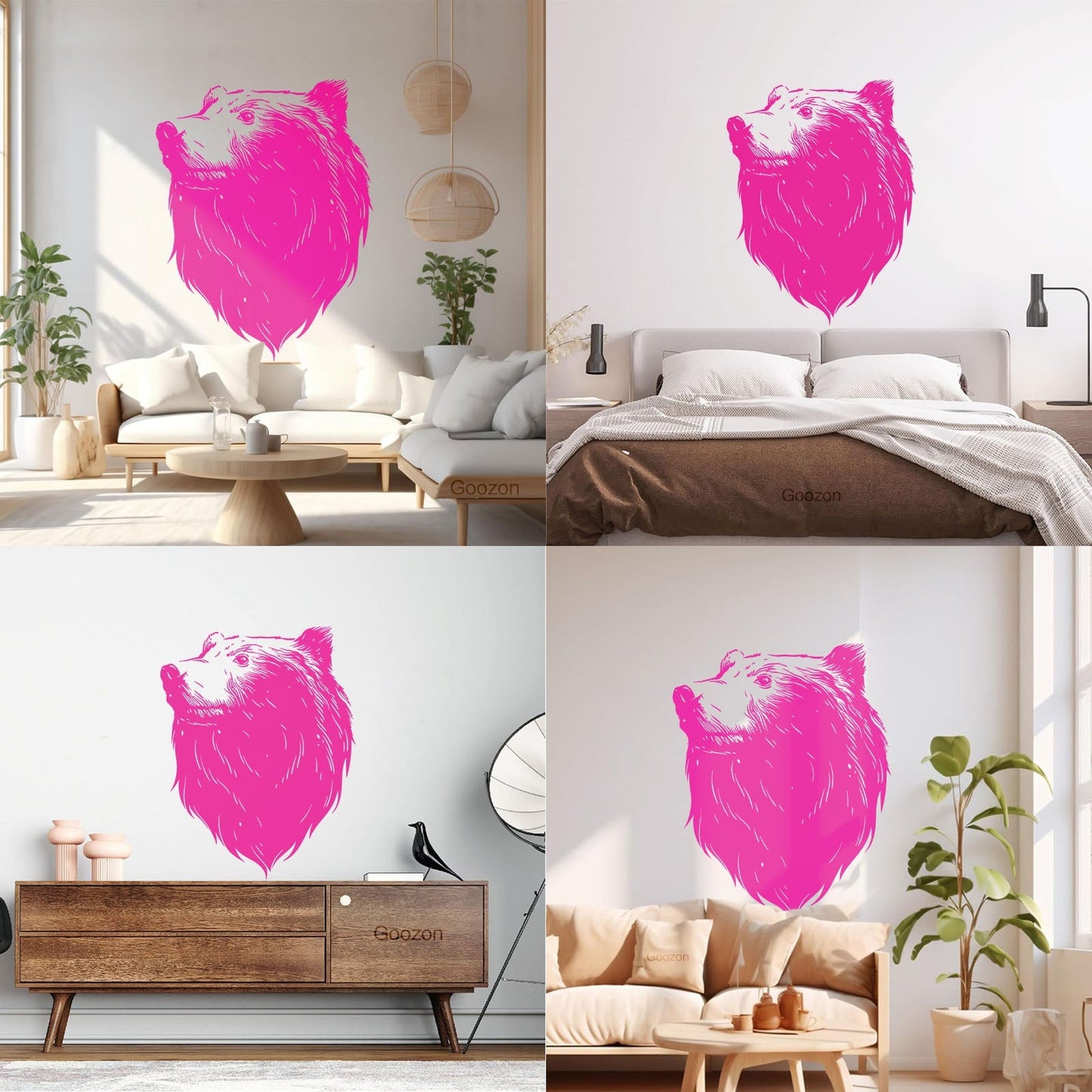 Wall Decals Pvc Bear Head Grizzly Wild Animal Urban Car Body Decoration