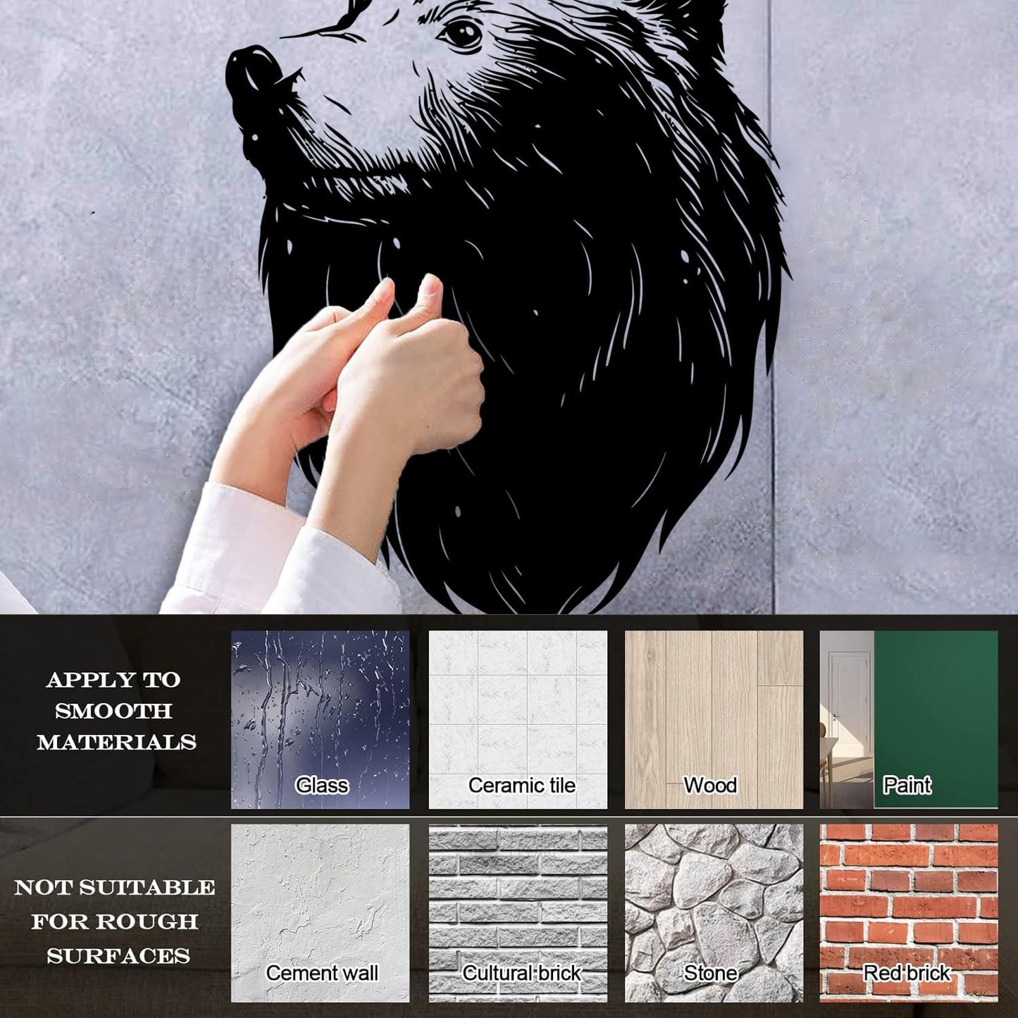 Wall Decals Pvc Bear Head Grizzly Wild Animal Urban Car Body Decoration