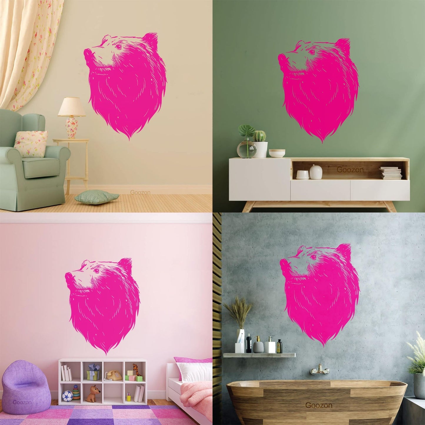 Wall Decals Pvc Bear Head Grizzly Wild Animal Urban Car Body Decoration