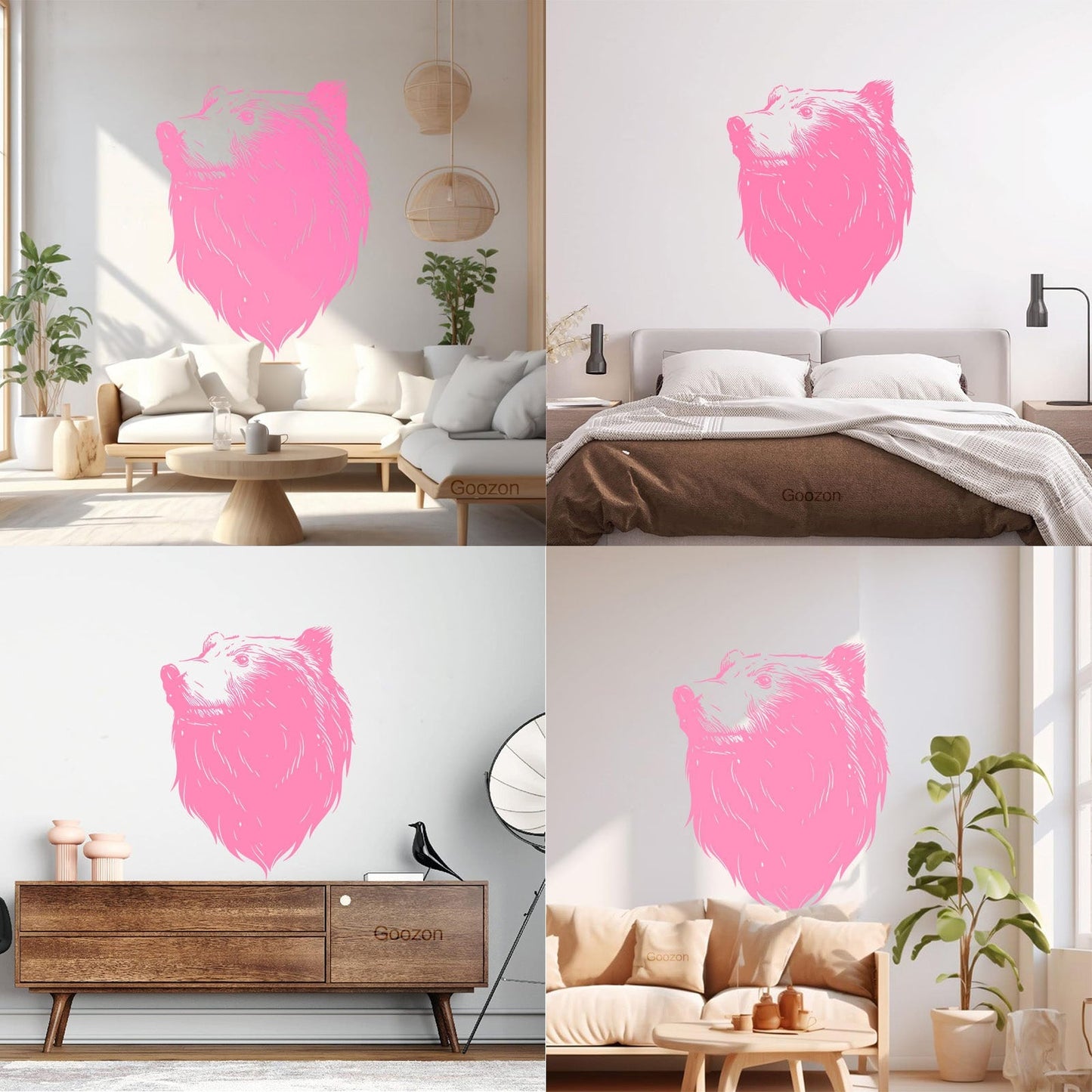 Wall Decals Pvc Bear Head Grizzly Wild Animal Urban Car Body Decoration