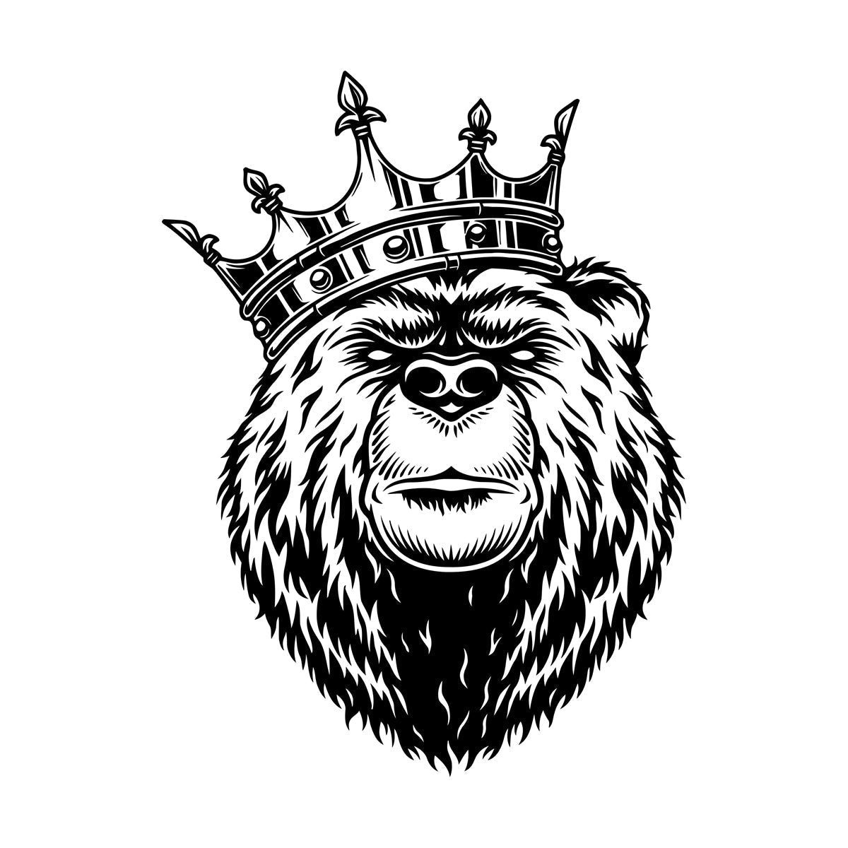 Bear Head With King Crown Wild Animal Lettering Stickers Window Decals