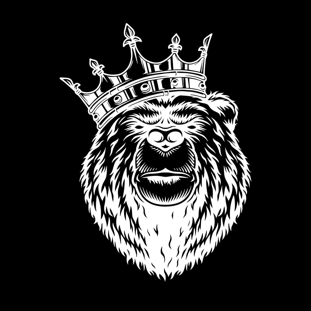 Bear Head With King Crown Wild Animal Lettering Stickers Window Decals