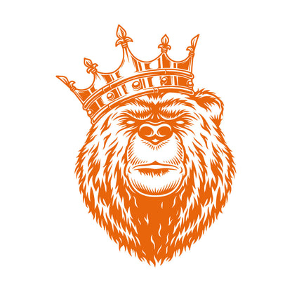 Bear Head With King Crown Wild Animal Lettering Stickers Window Decals