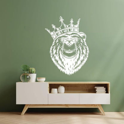 Bear Head With King Crown Wild Animal Lettering Stickers Window Decals