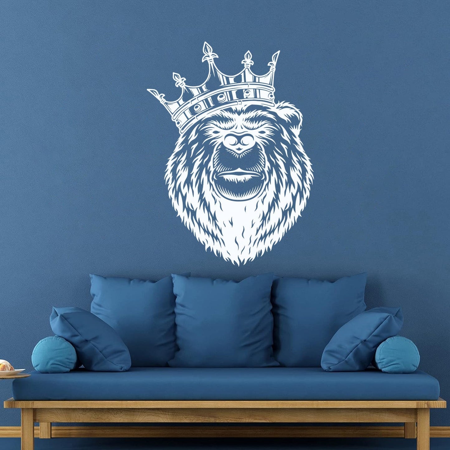 Bear Head With King Crown Wild Animal Lettering Stickers Window Decals