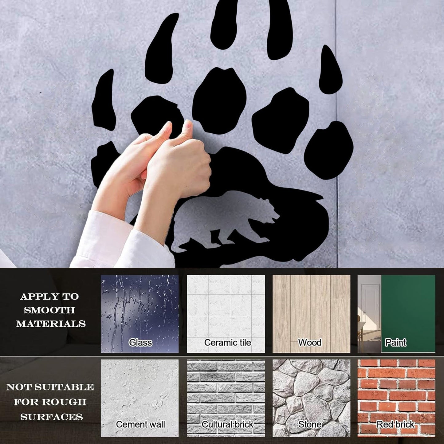 Vinyl Wall Stickers Bear Paw Claws Predator Animal Forest Store Decoration