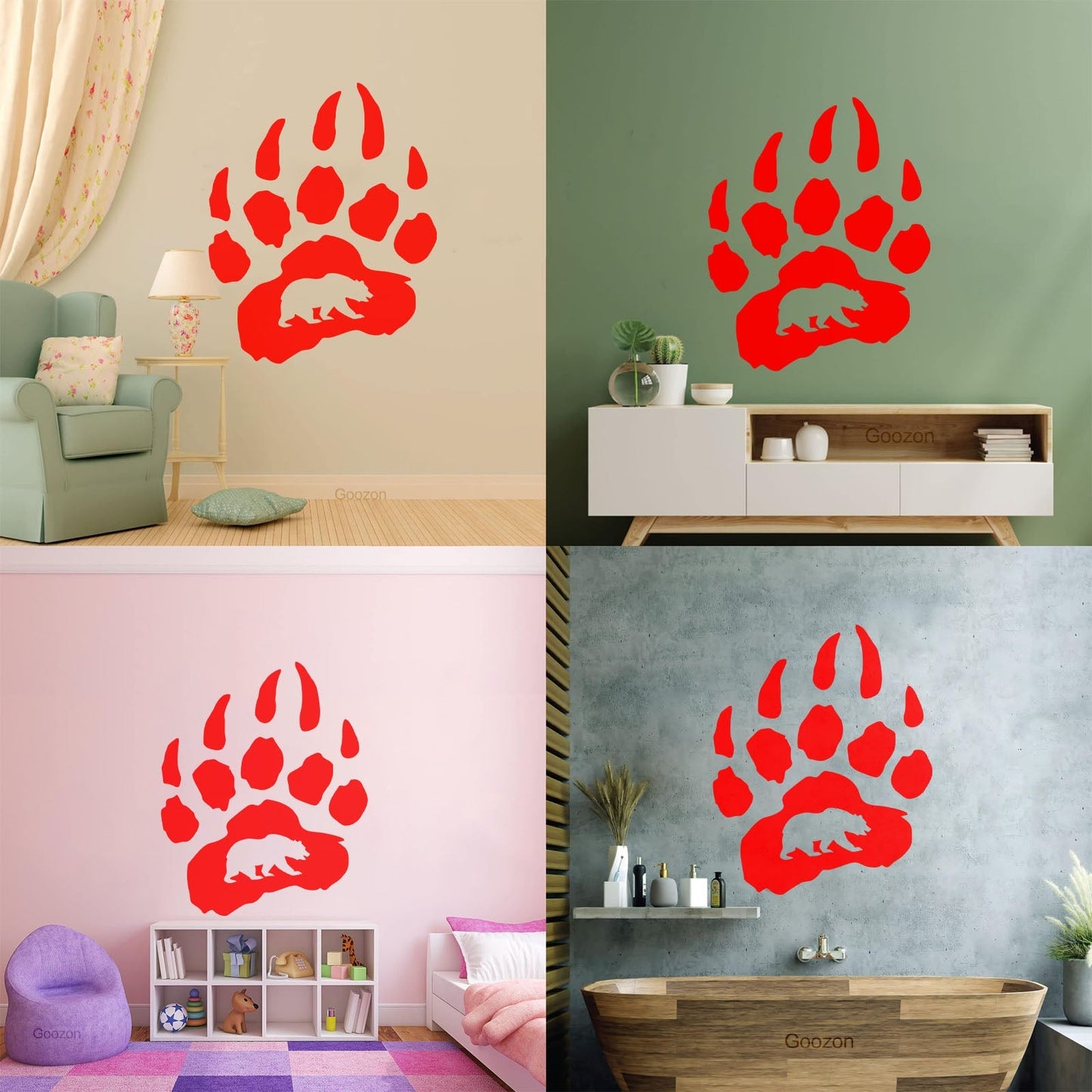 Vinyl Wall Stickers Bear Paw Claws Predator Animal Forest Store Decoration