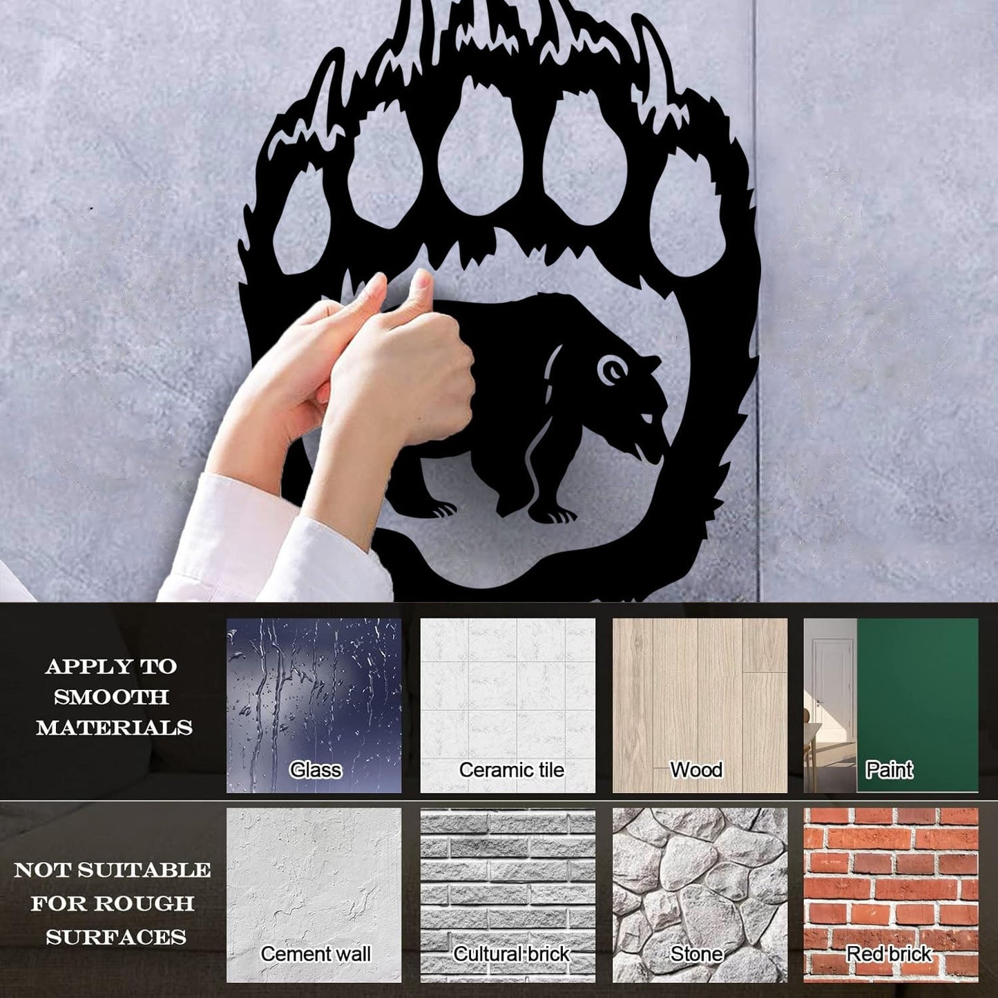 Bear'S Paw Predator Animal Forest Vinyl Wall Decals Removable Without Leaving Glue