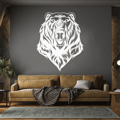Mural And Wall Vinyl Decal Beast Roar Bear Grizzly Wild Animal Urban Do Not Damage The Wall Surface