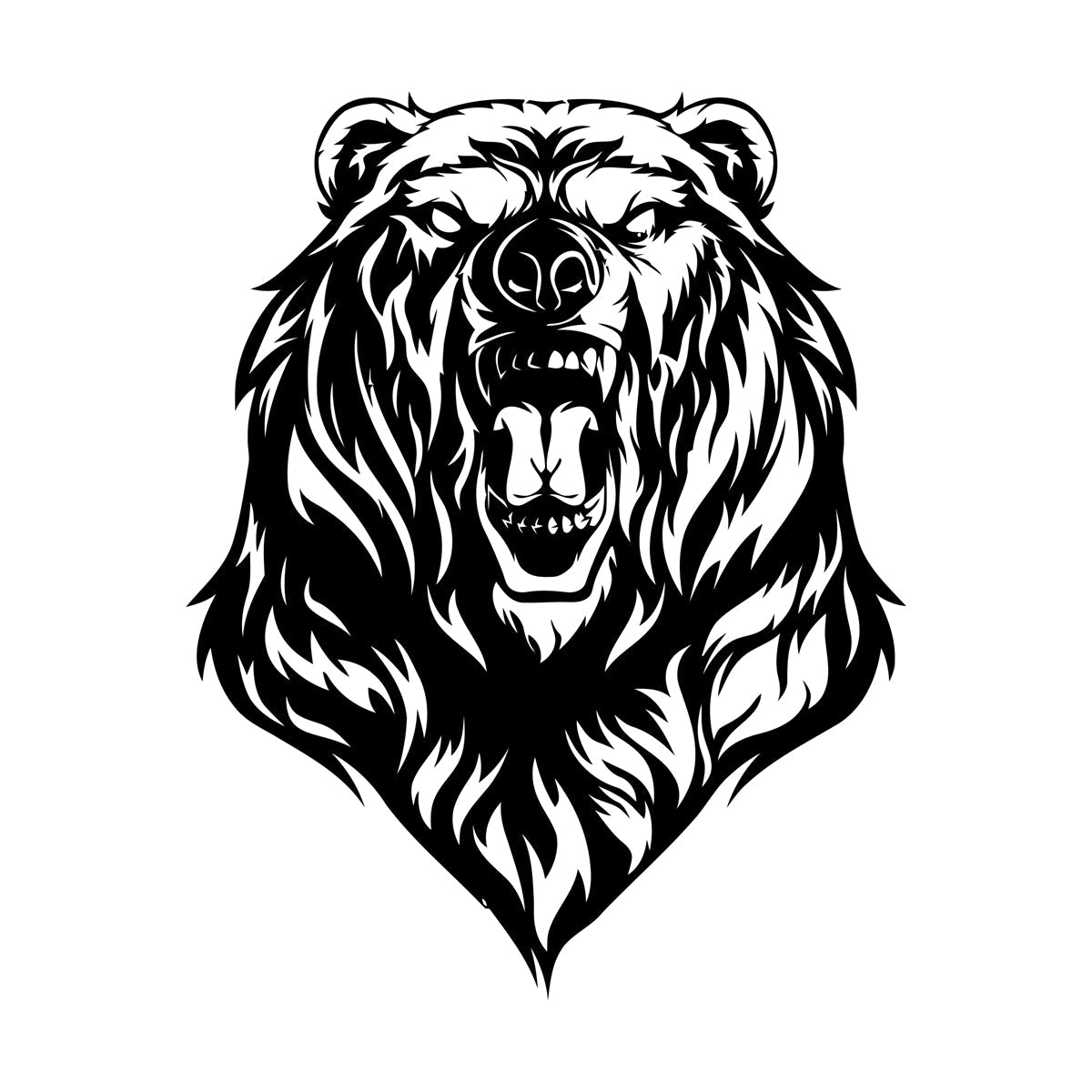 Mural And Wall Vinyl Decal Beast Roar Bear Grizzly Wild Animal Urban Do Not Damage The Wall Surface