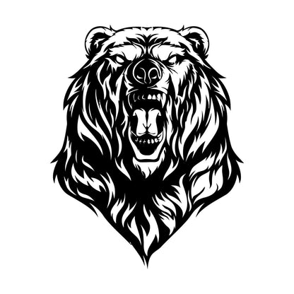 Mural And Wall Vinyl Decal Beast Roar Bear Grizzly Wild Animal Urban Do Not Damage The Wall Surface