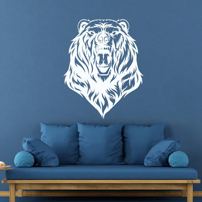 Mural And Wall Vinyl Decal Beast Roar Bear Grizzly Wild Animal Urban Do Not Damage The Wall Surface