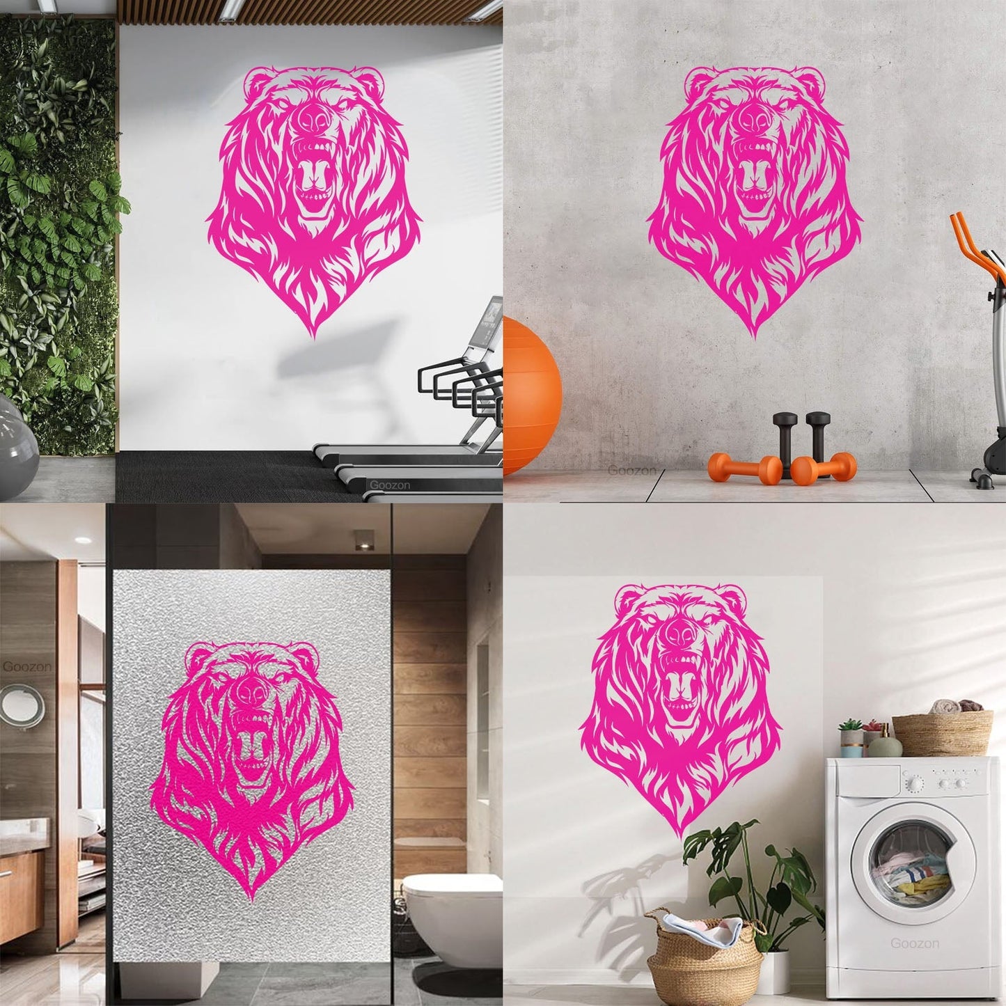 Mural And Wall Vinyl Decal Beast Roar Bear Grizzly Wild Animal Urban Do Not Damage The Wall Surface
