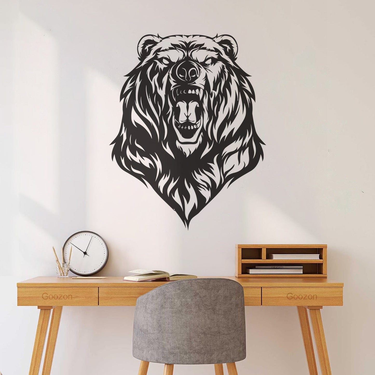 Mural And Wall Vinyl Decal Beast Roar Bear Grizzly Wild Animal Urban Do Not Damage The Wall Surface