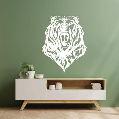Mural And Wall Vinyl Decal Beast Roar Bear Grizzly Wild Animal Urban Do Not Damage The Wall Surface