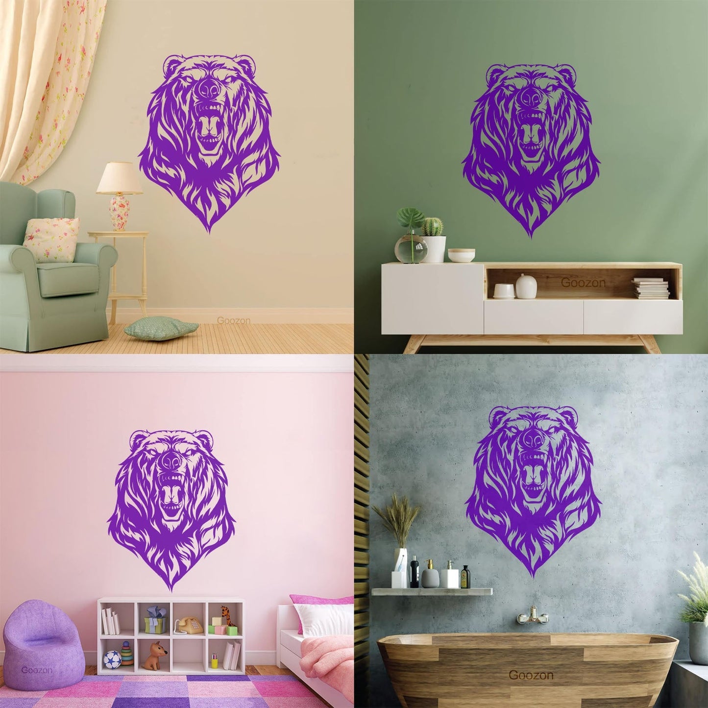 Mural And Wall Vinyl Decal Beast Roar Bear Grizzly Wild Animal Urban Do Not Damage The Wall Surface