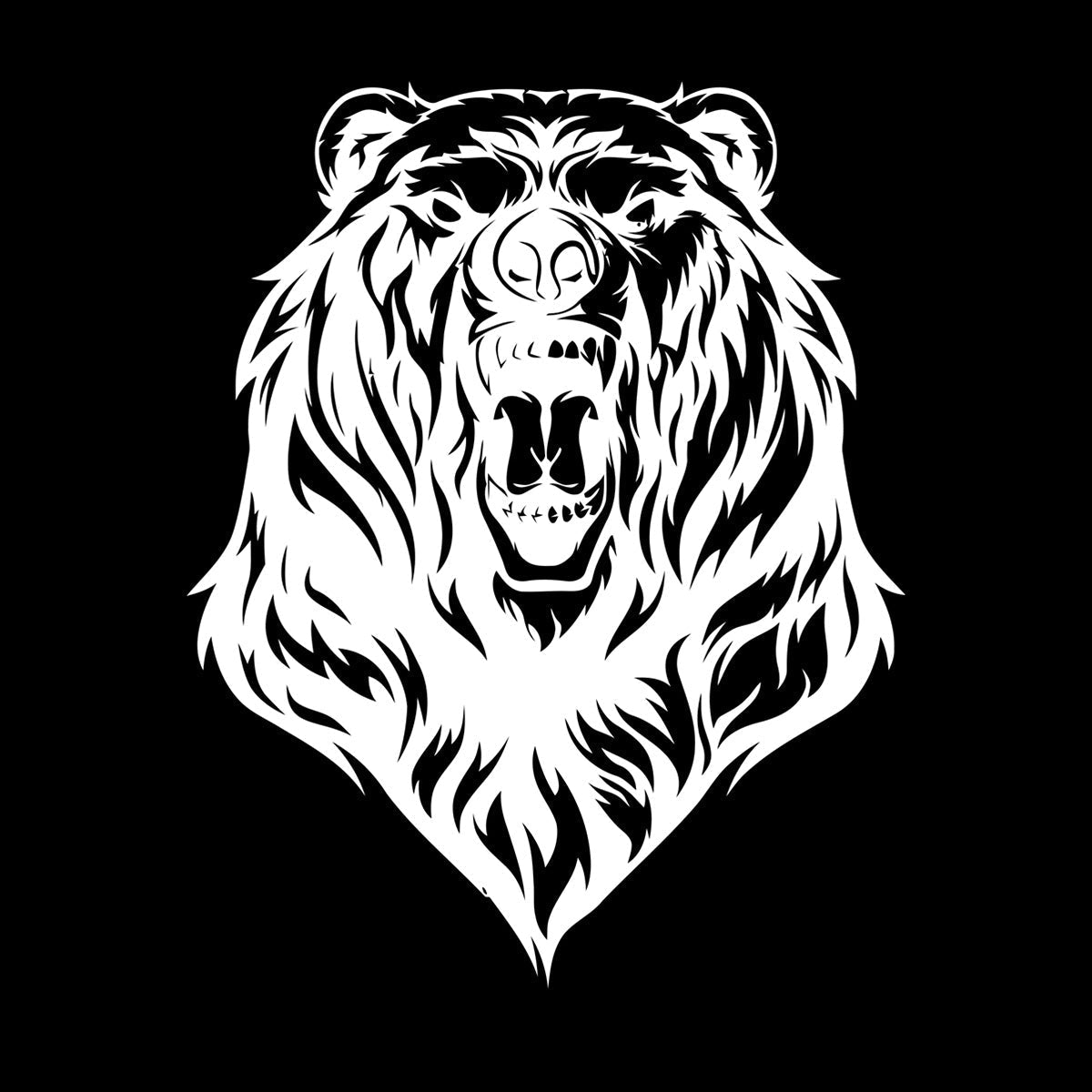 Mural And Wall Vinyl Decal Beast Roar Bear Grizzly Wild Animal Urban Do Not Damage The Wall Surface