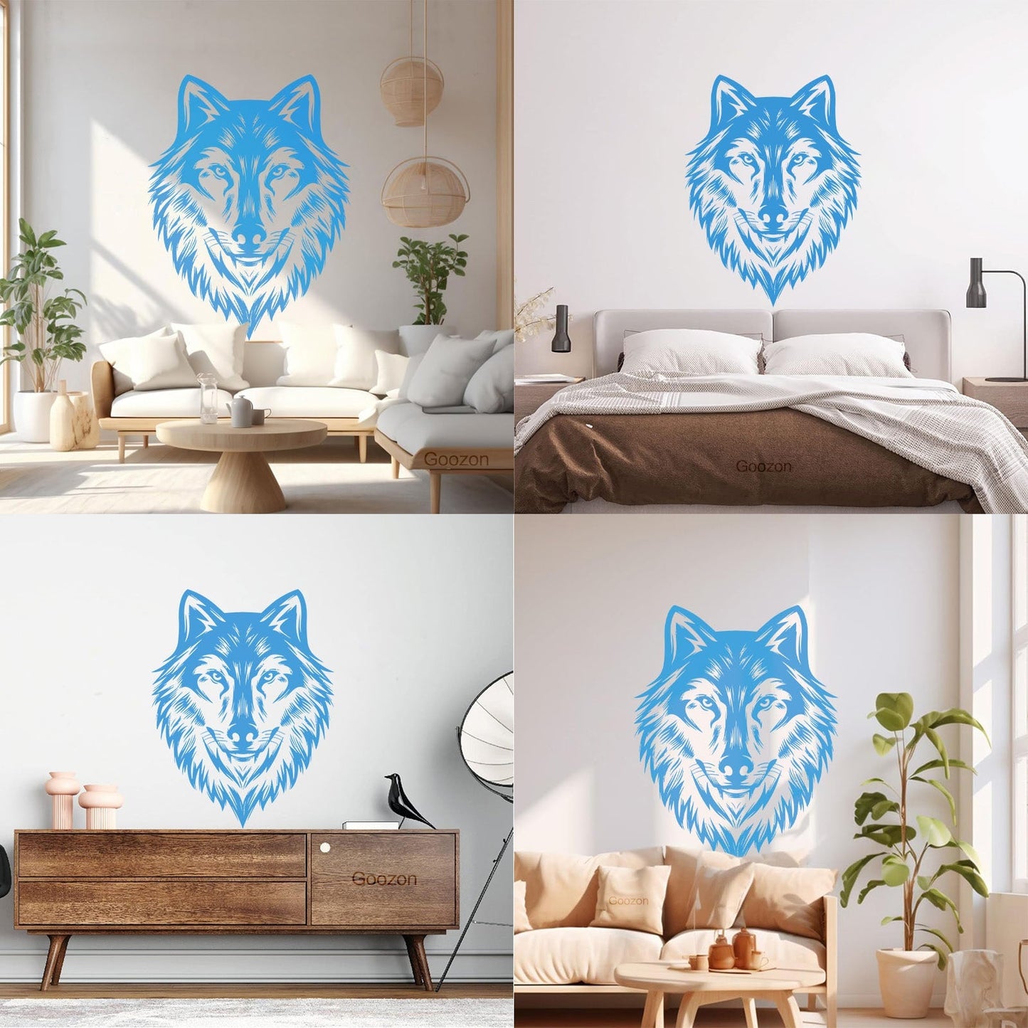 Wall Vinyl Sticker Decor Beautiful Wolf Head Wild Animal Face Self Adhesive