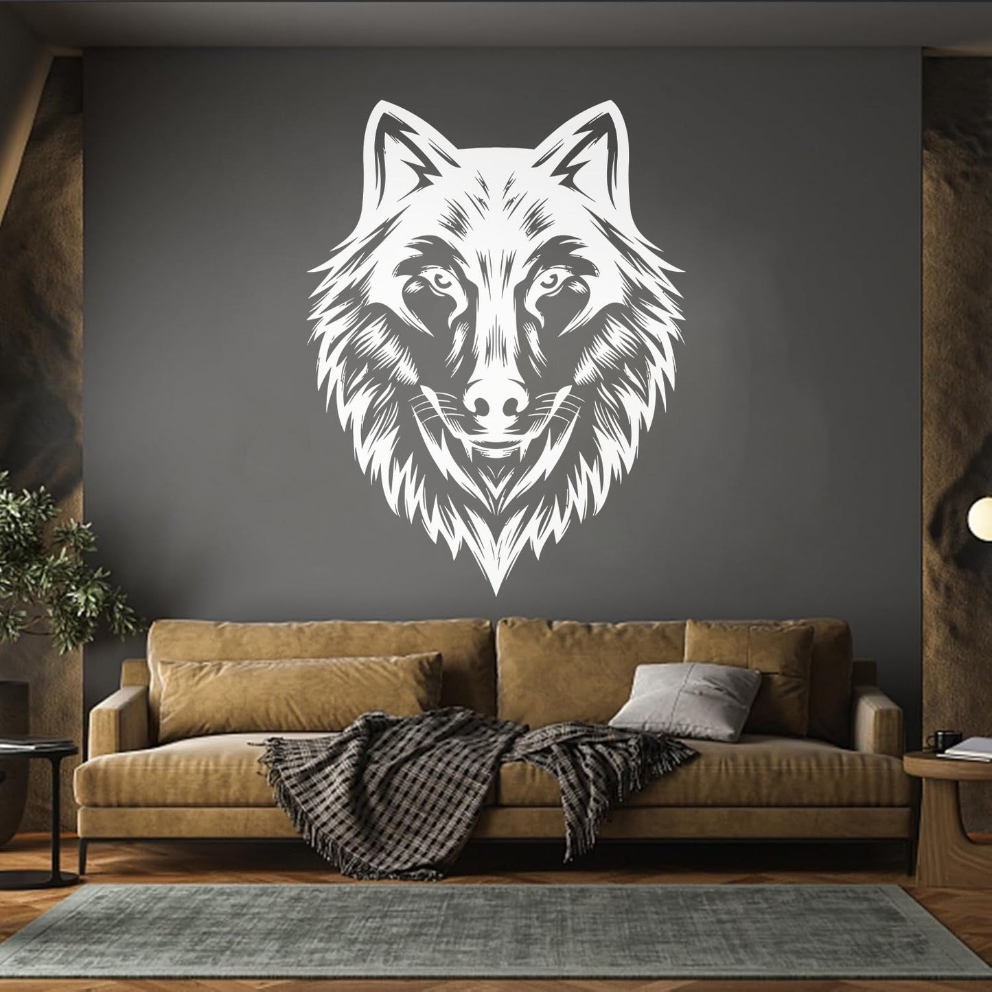 Wall Vinyl Sticker Decor Beautiful Wolf Head Wild Animal Face Self Adhesive